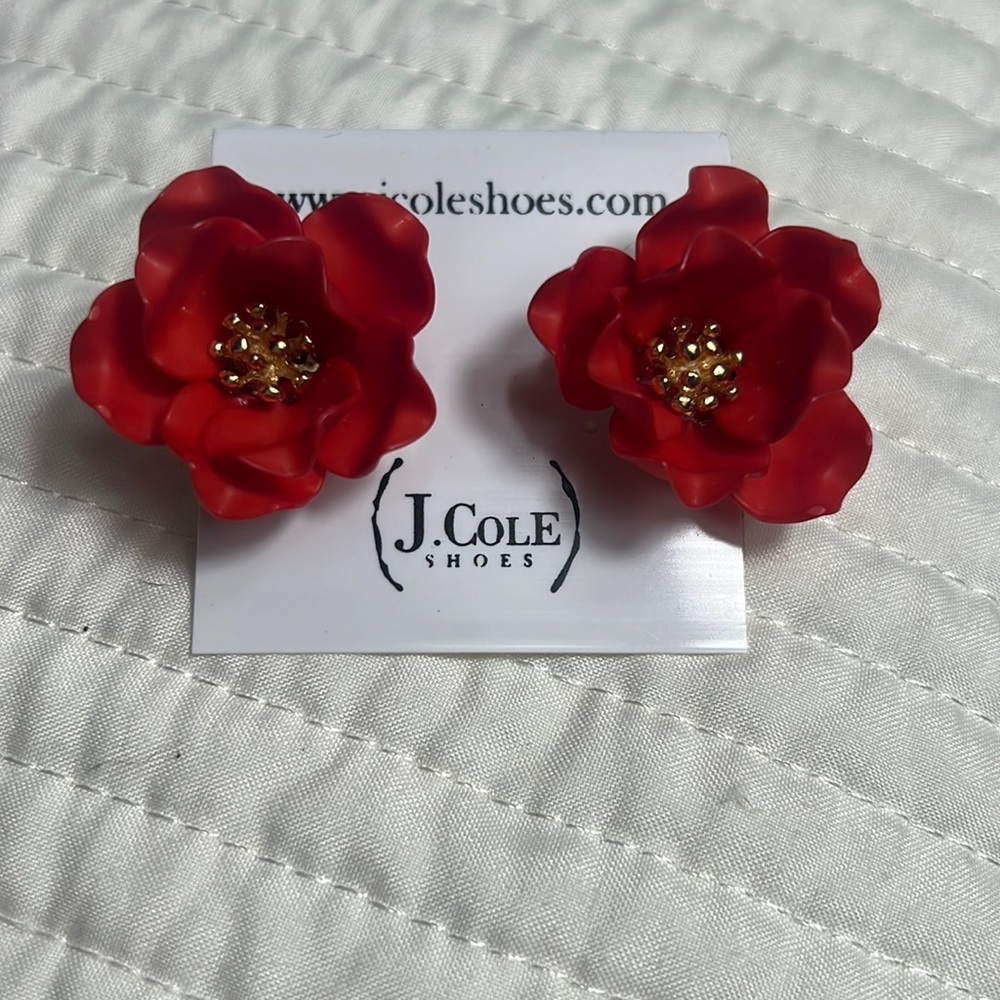 Red flower earrings